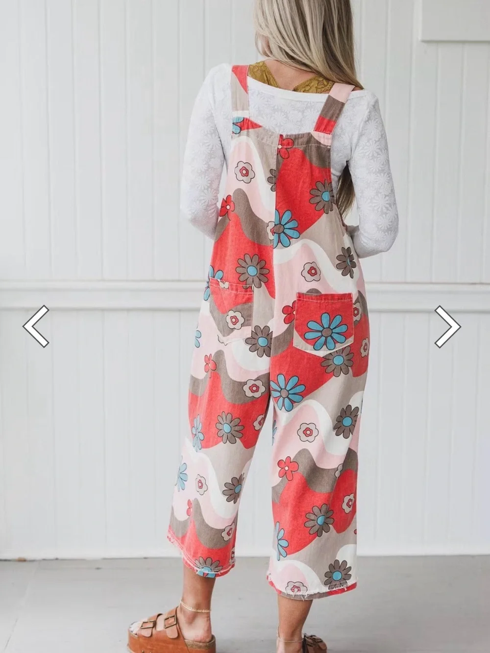 Easel brand "High Hopes" slouchy denim overalls boho flower oversized - Picture 2 of 6